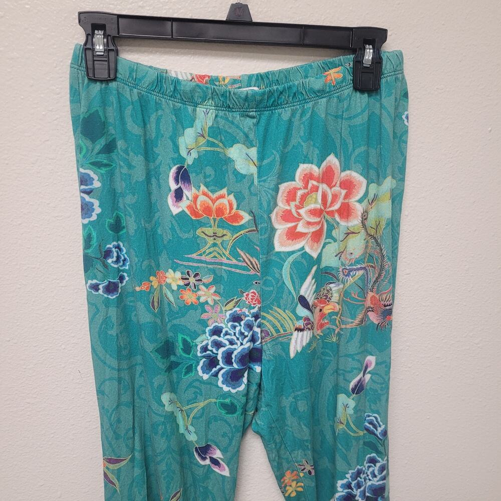 Johnny Was Pajama Set Size M Teal Floral Modal Lounge Sleepwear Resort - Picture 5 of 9
